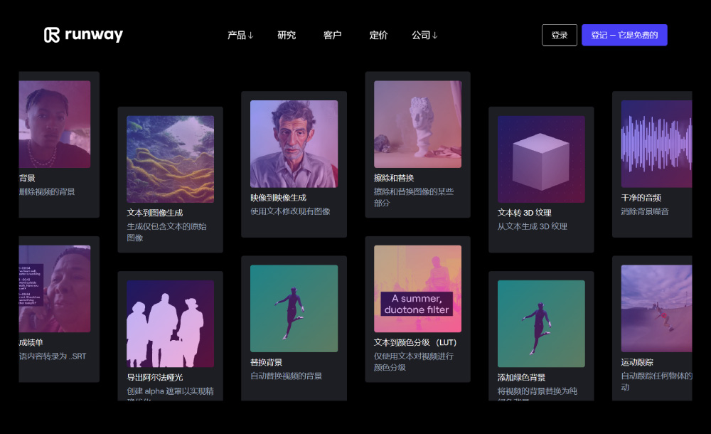 Runway AI视频剪辑、生成工具
